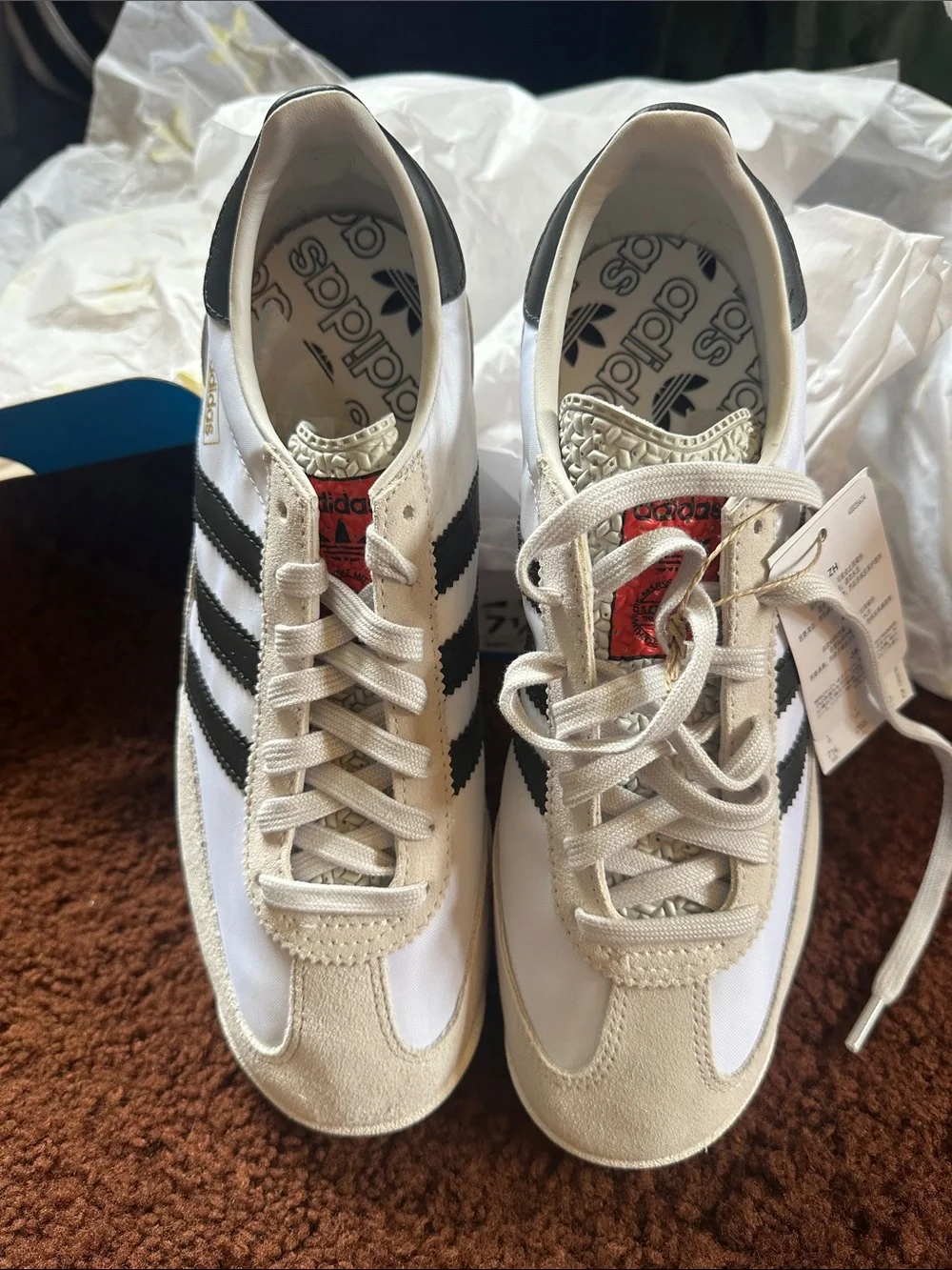 adidas SL 72 White Grey Black with Red Midsole Stripe